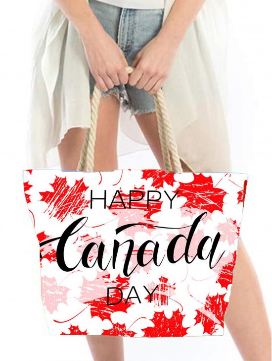 Canvas Canada Maple Leaf Print Shoulder Tote
